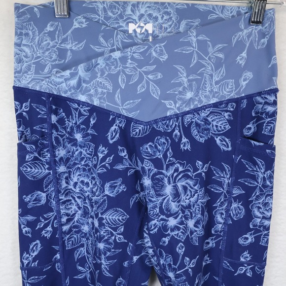 POPFLEX Crisscross Hourglass Pocket Legging Navy Rose Botanical Blossoms Large - Picture 2 of 6